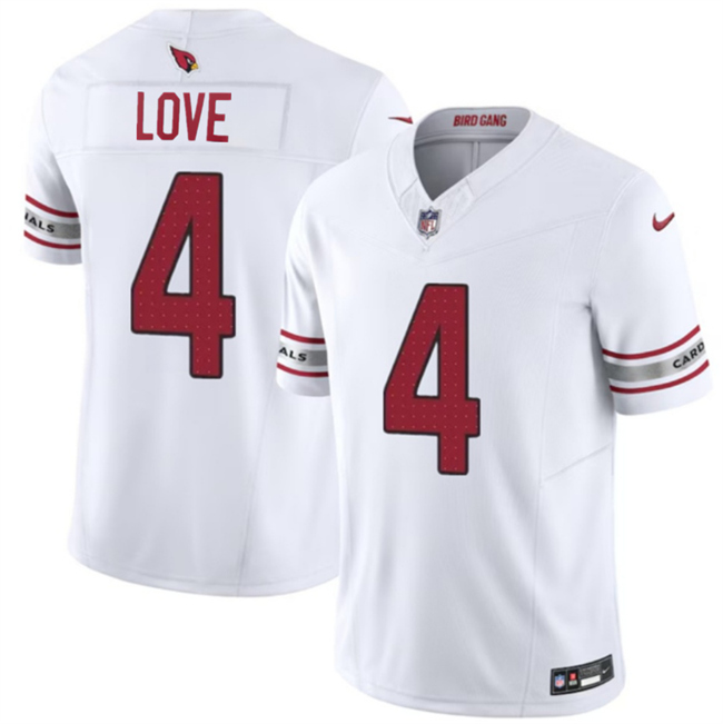 Men's Arizona Cardinals #4 Jeremiyah Love White 2026 Draft F.U.S.E. Vapor Untouchable Limited Stitched Jersey Men's Arizona Cardinals #4 Jeremiyah Love White 2026 Draft F.U.S.E. Vapor Untouchable Limited Stitched Jersey