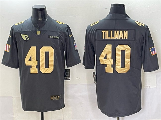 Men's Arizona Cardinals #40 Pat Tillman Grey Gold Salute To Service Limited Stitched Jersey