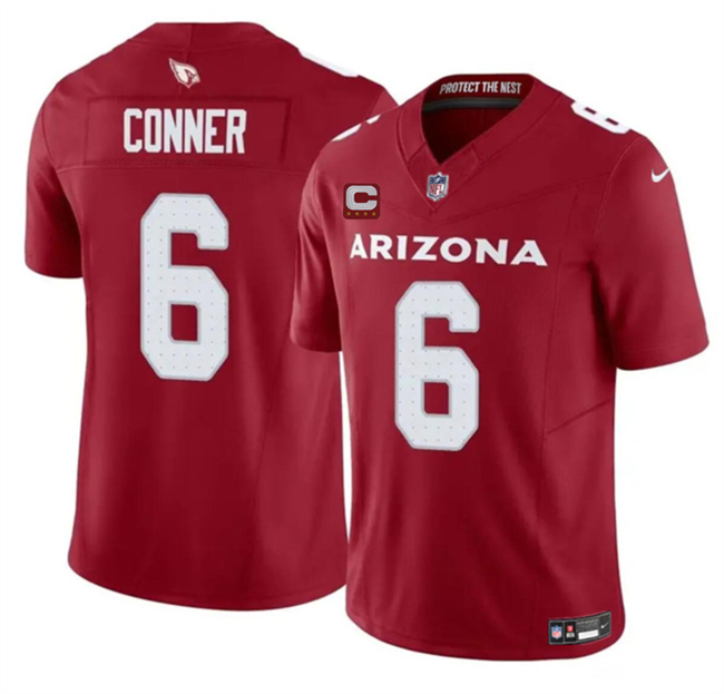 Men's Arizona Cardinals #6 James Conner Red 2025 F.U.S.E. With 4-Star C Patch Vapor Untouchable Limited Stitched Jersey