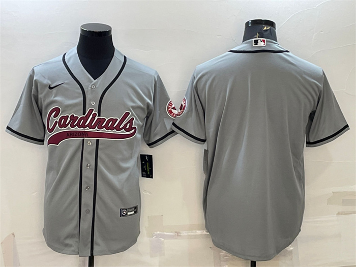 Men's Arizona Cardinals Blank Grey With Patch Cool Base Stitched Baseball Jersey Men's Arizona Cardinals Blank Grey With Patch Cool Base Stitched Baseball Jersey