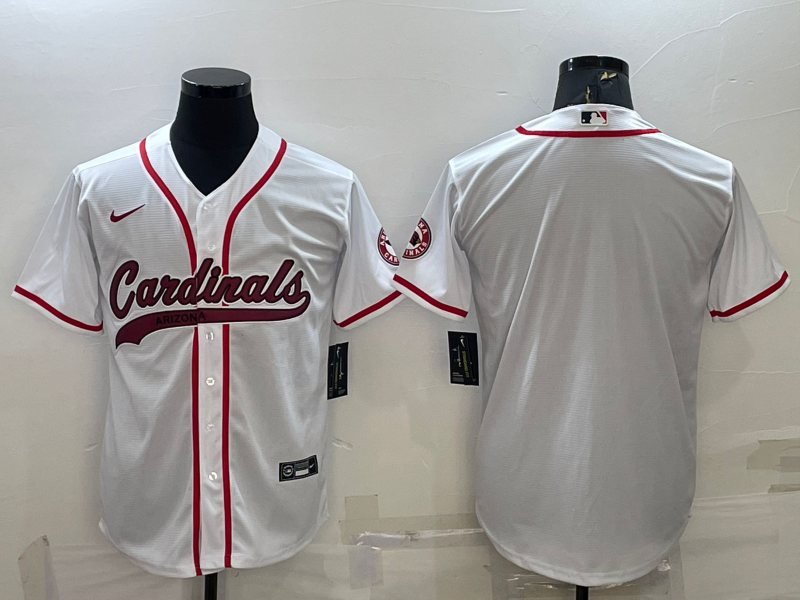 Men's Arizona Cardinals Blank White With Patch Cool Base Stitched Baseball Jersey Men's Arizona Cardinals Blank White With Patch Cool Base Stitched Baseball Jersey