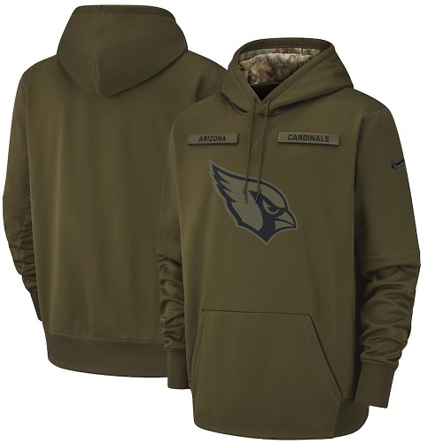 Men's Arizona Cardinals Nike Olive Salute to Service Sideline Therma Performance Pullover Hoodie Men's Arizona Cardinals Nike Olive Salute to Service Sideline Therma Performance Pullover Hoodie
