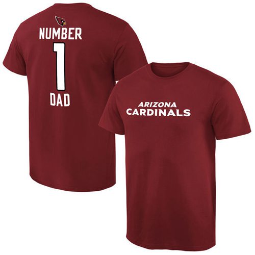 Men's Arizona Cardinals Pro Line College Number 1 Dad T-Shirt Red Men's Arizona Cardinals Pro Line College Number 1 Dad T-Shirt Red