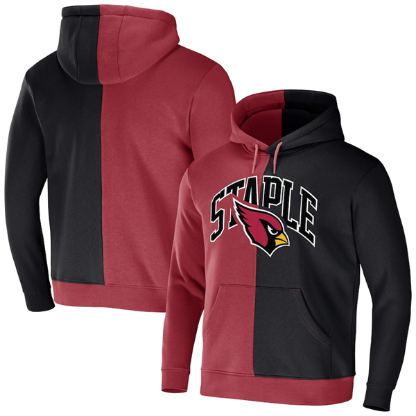 Men's Arizona Cardinals Red Black Split Logo Pullover Hoodie