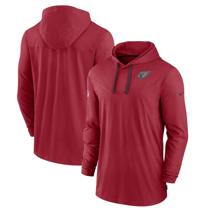 Men's Arizona Cardinals Red Sideline Pop Performance Pullover Long Sleeve Hoodie T-Shirt Men's Arizona Cardinals Red Sideline Pop Performance Pullover Long Sleeve Hoodie T-Shirt