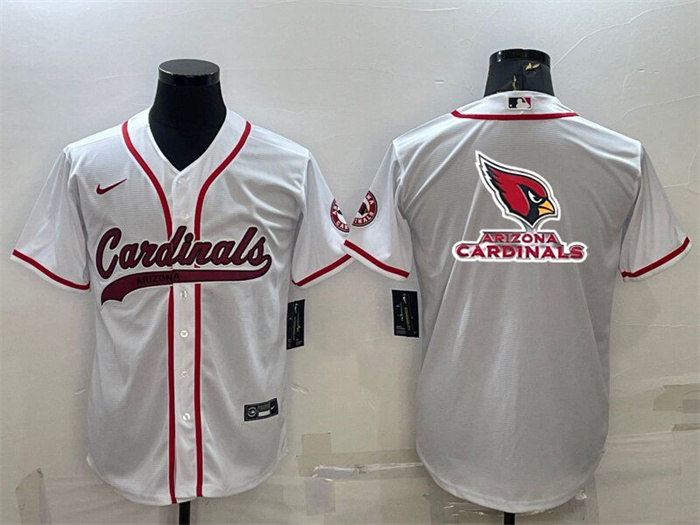 Men's Arizona Cardinals White Team Big Logo With Patch Cool Base Stitched Baseball Jersey Men's Arizona Cardinals White Team Big Logo With Patch Cool Base Stitched Baseball Jersey