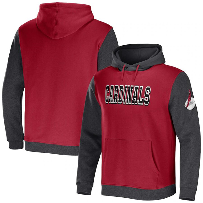 Men's Arizona Cardinals X Darius Rucker Collection Cardinal Charcoal Colorblock Pullover Hoodie