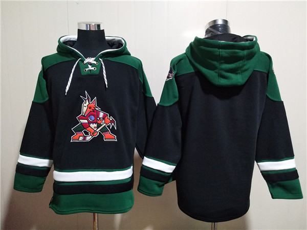 Men's Arizona Coyotes Blank Black Green Ageless Must-Have Lace-Up Pullover Hoodie Men's Arizona Coyotes Blank Black Green Ageless Must-Have Lace-Up Pullover Hoodie