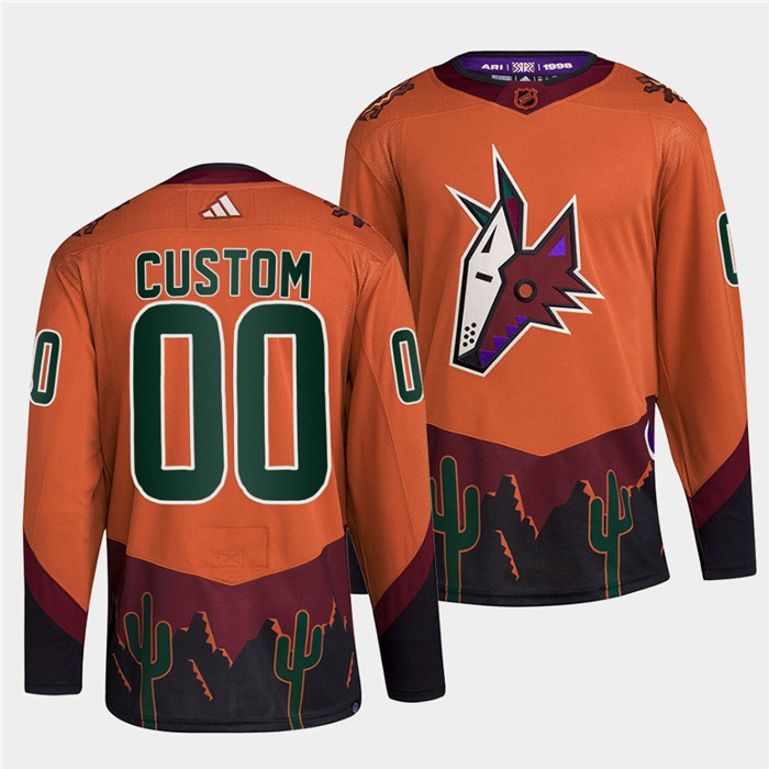 Men's Arizona Coyotes Custom Orange 2022-23 Reverse Retro Stitched Jersey Men's Arizona Coyotes Custom Orange 2022-23 Reverse Retro Stitched Jersey