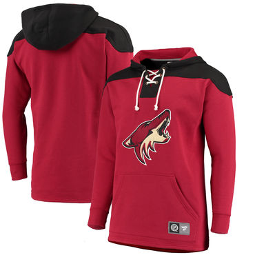 Men's Arizona Coyotes Fanatics Branded Garnet Black Breakaway Lace Up Hoodie Men's Arizona Coyotes Fanatics Branded Garnet Black Breakaway Lace Up Hoodie