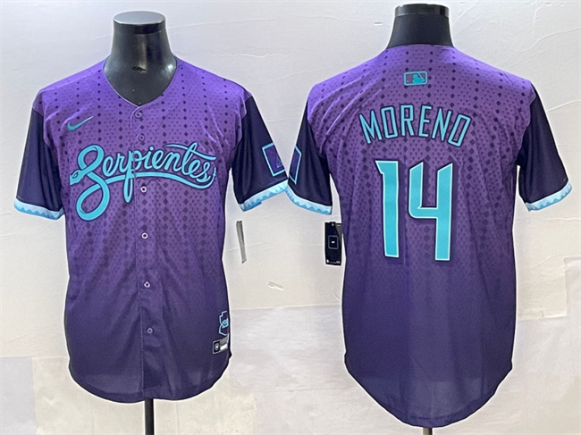 Men's Arizona Diamondbacks #14 Gabriel Moreno Purple 2025 City Connect Limited Stitched Baseball Jersey Men's Arizona Diamondbacks #14 Gabriel Moreno Purple 2025 City Connect Limited Stitched Baseball Jersey
