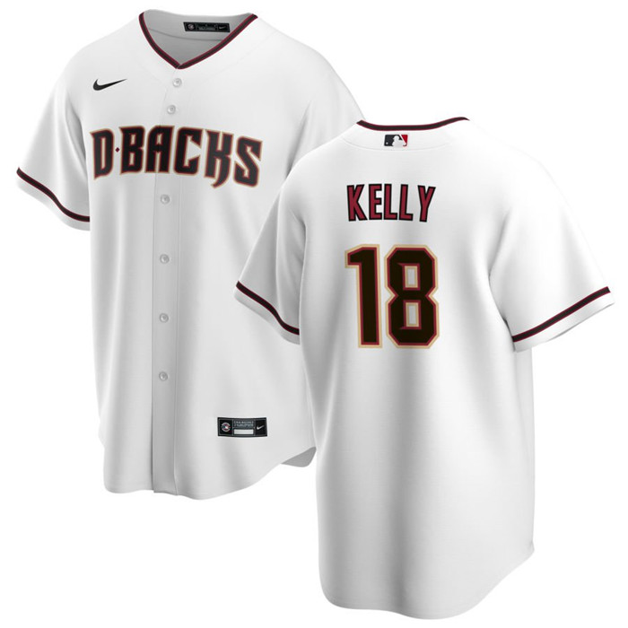 Men's Arizona Diamondbacks #18 Carson Kelly White Cool Base Stitched Baseball Jersey Men's Arizona Diamondbacks #18 Carson Kelly White Cool Base Stitched Baseball Jersey