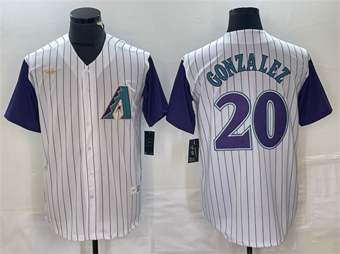 Men's Arizona Diamondbacks #20 Luis Gonzalez White Throwback Cool Base Stitched Baseball Jersey Men's Arizona Diamondbacks #20 Luis Gonzalez White Throwback Cool Base Stitched Baseball Jersey