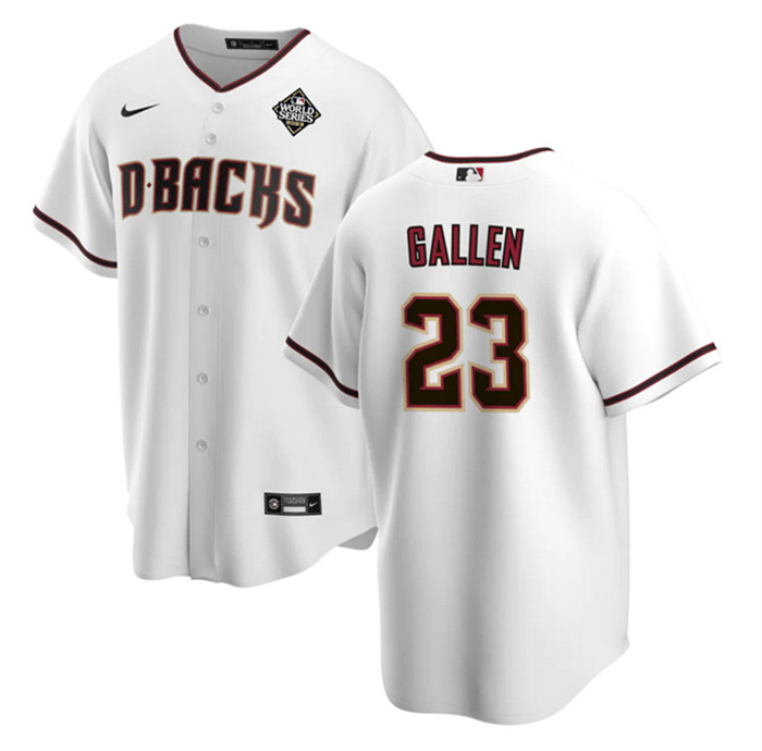 Men's Arizona Diamondbacks #23 Zac Gallen White 2023 World Series Cool Base Stitched Baseball Jersey Men's Arizona Diamondbacks #23 Zac Gallen White 2023 World Series Cool Base Stitched Baseball Jersey