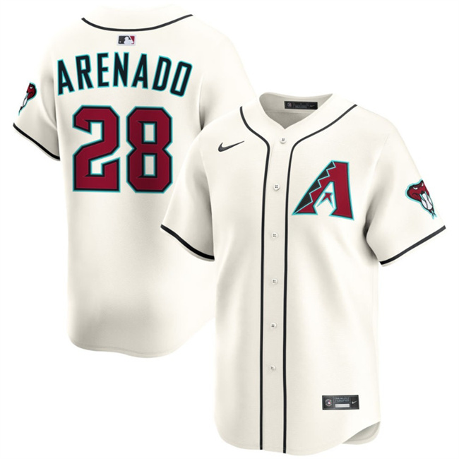 Men's Arizona Diamondbacks #28 Nolan Arenado Cream Home Limited Stitched Baseball Jersey Men's Arizona Diamondbacks #28 Nolan Arenado Cream Home Limited Stitched Baseball Jersey