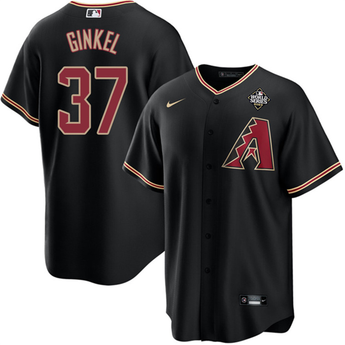 Men's Arizona Diamondbacks #37 Kevin Ginkel Black 2023 World Series Cool Base Stitched Baseball Jersey Men's Arizona Diamondbacks #37 Kevin Ginkel Black 2023 World Series Cool Base Stitched Baseball Jersey