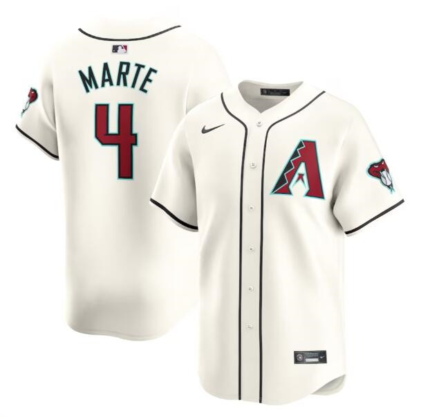 Men's Arizona Diamondbacks #4 Ketel Marte 2023 24 Cream Cool Base Stitched Baseball Jersey Men's Arizona Diamondbacks #4 Ketel Marte 2023 24 Cream Cool Base Stitched Baseball Jersey
