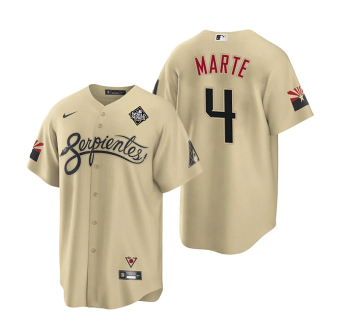 Men's Arizona Diamondbacks #4 Ketel Marte Gold 2023 World Series City Connect Cool Base Stitched Baseball Jersey Men's Arizona Diamondbacks #4 Ketel Marte Gold 2023 World Series City Connect Cool Base Stitched Baseball Jersey