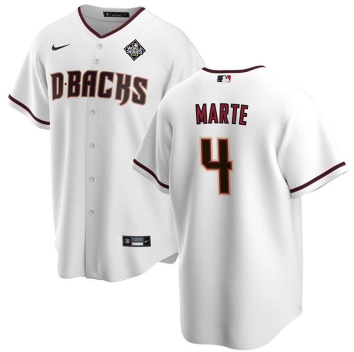 Men's Arizona Diamondbacks #4 Ketel Marte White 2023 World Series Cool Base Stitched Jersey Men's Arizona Diamondbacks #4 Ketel Marte White 2023 World Series Cool Base Stitched Jersey