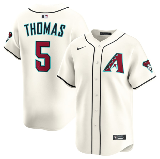 Men's Arizona Diamondbacks #5 Alek Thomas Cream Limited Stitched Baseball Jersey Men's Arizona Diamondbacks #5 Alek Thomas Cream Limited Stitched Baseball Jersey
