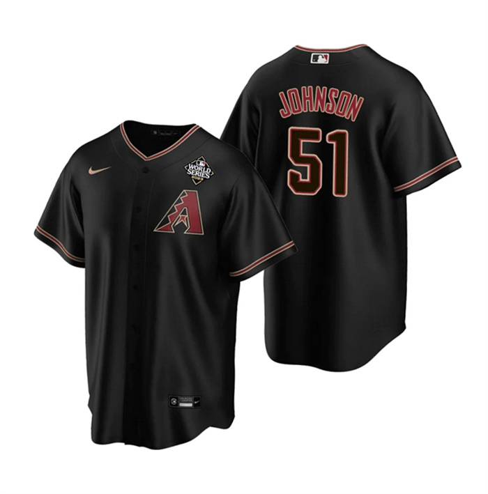 Men's Arizona Diamondbacks #51 Randy Johnson Black 2023 World Series Cool Base Stitched Baseball Jersey Men's Arizona Diamondbacks #51 Randy Johnson Black 2023 World Series Cool Base Stitched Baseball Jersey
