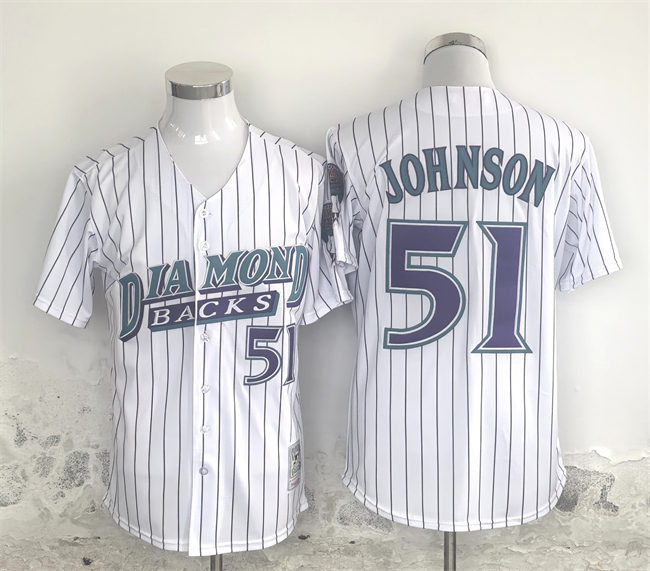 Men's Arizona Diamondbacks #51 Randy Johnson White Throwback Cool Base Stitched Jersey Men's Arizona Diamondbacks #51 Randy Johnson White Throwback Cool Base Stitched Jersey