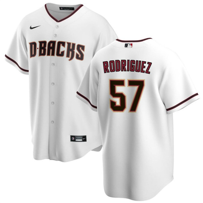 Men's Arizona Diamondbacks #57 Eduardo Rodriguez White Cool Base Stitched Baseball Jersey Men's Arizona Diamondbacks #57 Eduardo Rodriguez White Cool Base Stitched Baseball Jersey