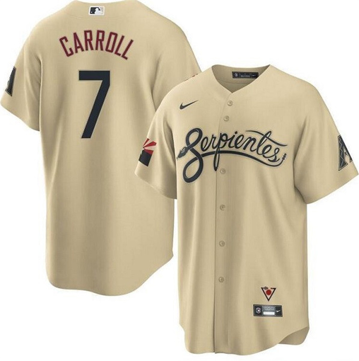 Men's Arizona Diamondbacks #7 Corbin Carroll 2021 Gold City Connect Cool Base Stitched Jersey Men's Arizona Diamondbacks #7 Corbin Carroll 2021 Gold City Connect Cool Base Stitched Jersey