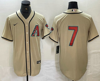 Men's Arizona Diamondbacks #7 Corbin Carroll Cream 2024 Stitched Cool Base Nike Jersey Men's Arizona Diamondbacks #7 Corbin Carroll Cream 2024 Stitched Cool Base Nike Jersey