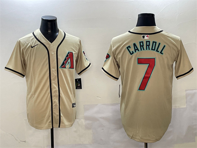 Men's Arizona Diamondbacks #7 Corbin Carroll Gold Limited Stitched Baseball Jersey Men's Arizona Diamondbacks #7 Corbin Carroll Gold Limited Stitched Baseball Jersey