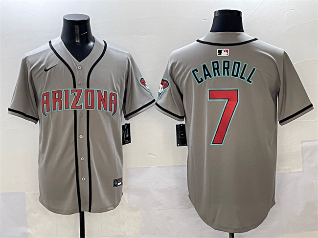 Men's Arizona Diamondbacks #7 Corbin Carroll Gray Limited Stitched Baseball Jersey Men's Arizona Diamondbacks #7 Corbin Carroll Gray Limited Stitched Baseball Jersey