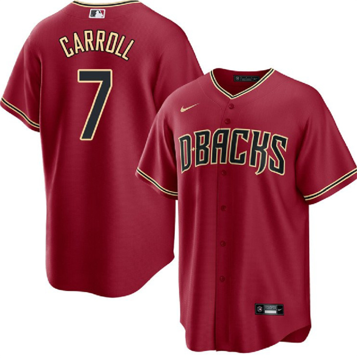 Men's Arizona Diamondbacks #7 Corbin Carroll Red Cool Base Stitched Baseball Jersey Men's Arizona Diamondbacks #7 Corbin Carroll Red Cool Base Stitched Baseball Jersey