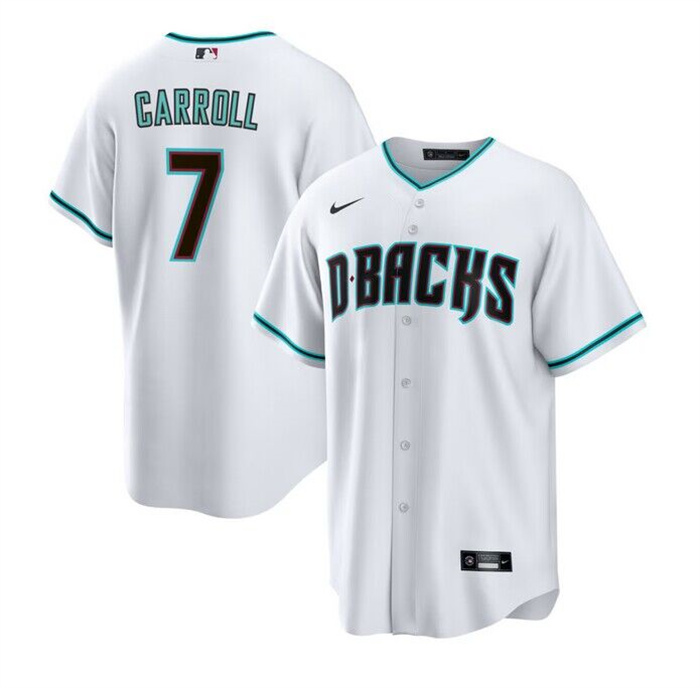 Men's Arizona Diamondbacks #7 Corbin Carroll White Cool Base Stitched Baseball Jersey Men's Arizona Diamondbacks #7 Corbin Carroll White Cool Base Stitched Baseball Jersey