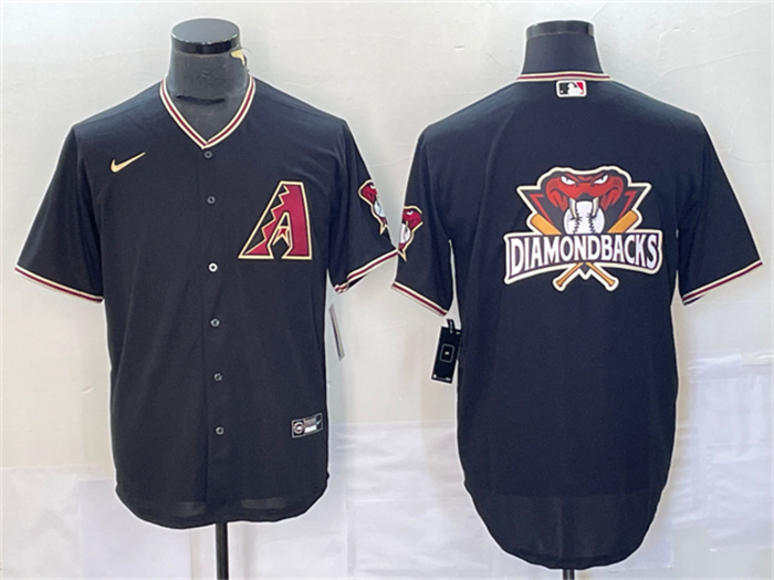 Men's Arizona Diamondbacks Black Team Big Logo Cool Base Stitched Baseball Jersey Men's Arizona Diamondbacks Black Team Big Logo Cool Base Stitched Baseball Jersey