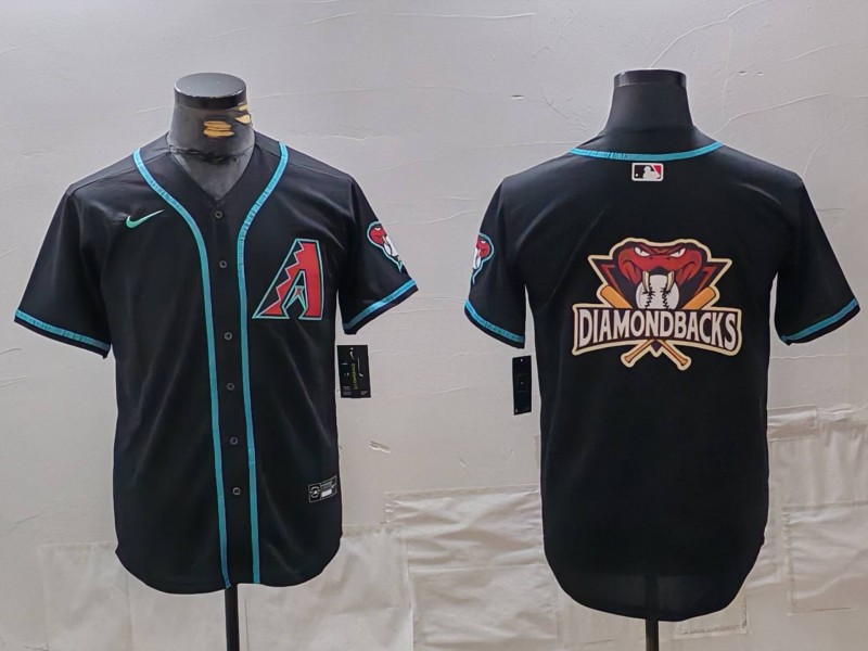 Men's Arizona Diamondbacks Black Team Big Logo Cool Base Stitched Baseball Jersey11 Men's Arizona Diamondbacks Black Team Big Logo Cool Base Stitched Baseball Jersey11