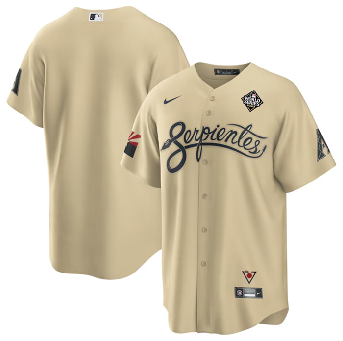 Men's Arizona Diamondbacks Blank Gold 2023 World Series City Connect Cool Base Stitched Baseball Jersey Men's Arizona Diamondbacks Blank Gold 2023 World Series City Connect Cool Base Stitched Baseball Jersey