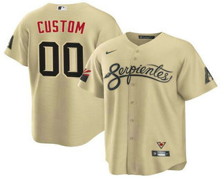 Men's Arizona Diamondbacks Gold ACTIVE PLAYER Custom 2021 City Connect Cool Base Stitched MLB Jersey Men's Arizona Diamondbacks Gold ACTIVE PLAYER Custom 2021 City Connect Cool Base Stitched MLB Jersey
