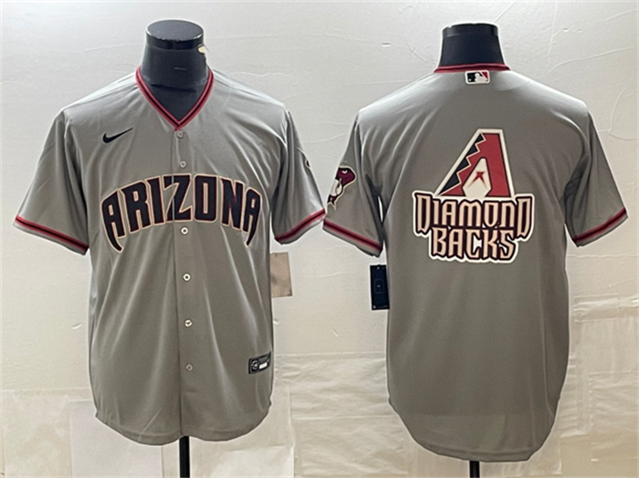Men's Arizona Diamondbacks Grey Team Big Logo Cool Base Stitched Baseball Jersey Men's Arizona Diamondbacks Grey Team Big Logo Cool Base Stitched Baseball Jersey