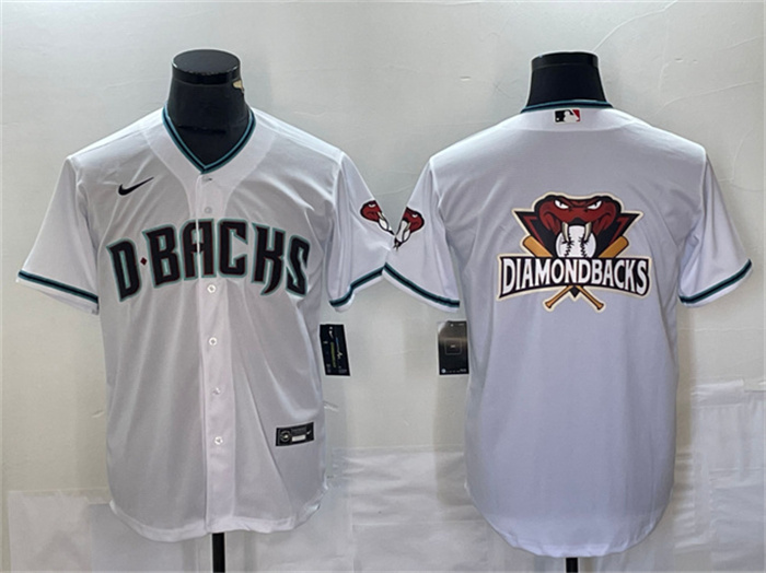Men's Arizona Diamondbacks White Team Big Logo Cool Base Stitched Baseball Jersey Men's Arizona Diamondbacks White Team Big Logo Cool Base Stitched Baseball Jersey