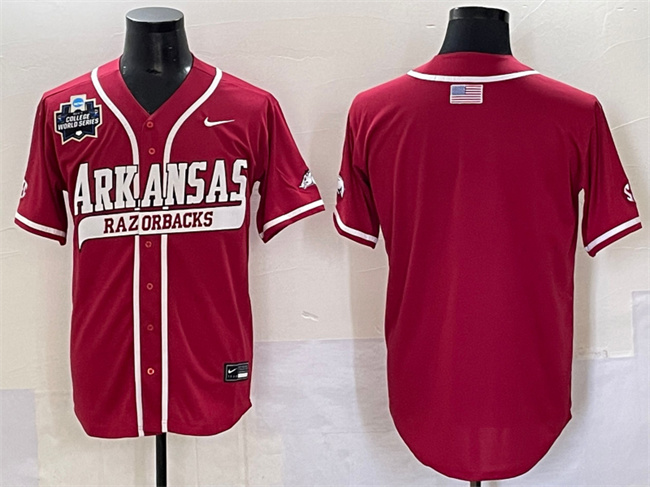 Men's Arkansas Razorbacks Blank Cardinal 2025 World Series & SEC Patch Stitched Jersey Men's Arkansas Razorbacks Blank Cardinal 2025 World Series & SEC Patch Stitched Jersey