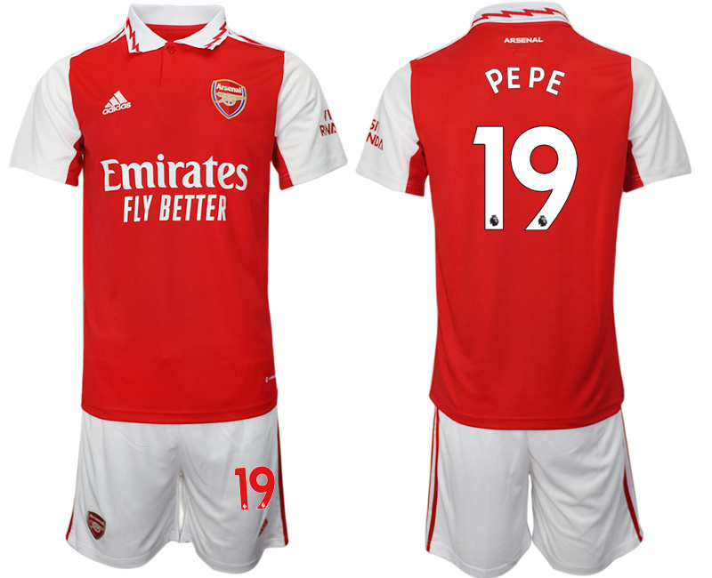 Men's Arsenal F.C #19 Nicolas Pépé 2023 Red Home Soccer Jersey Suit Men's Arsenal F.C #19 Nicolas Pépé 2023 Red Home Soccer Jersey Suit