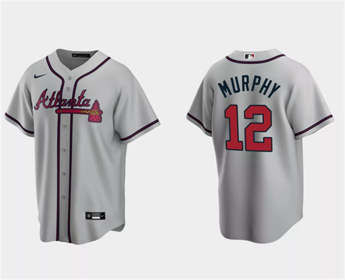 Men's Atlanta Braves #12 Sean Murphy Gray Cool Base Stitched Baseball Jersey Men's Atlanta Braves #12 Sean Murphy Gray Cool Base Stitched Baseball Jersey