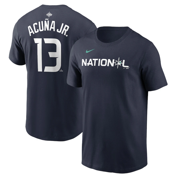 Men's Atlanta Braves #13 Ronald Acu?a Jr. Navy 2023 All-Star Name & Number T-Shirt Men's Atlanta Braves #13 Ronald Acu?a Jr. Navy 2023 All-Star Name & Number T-Shirt