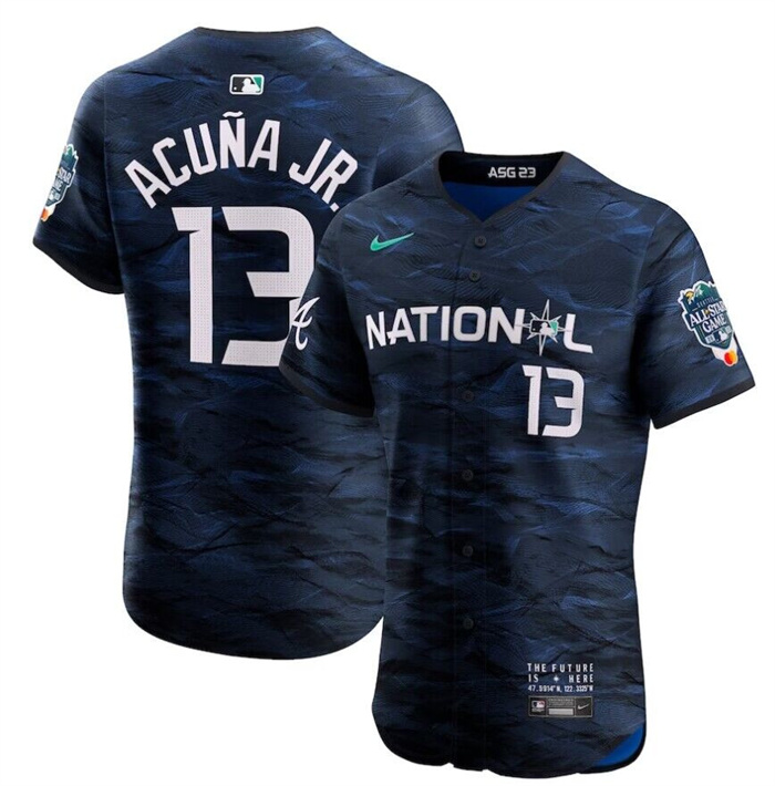 Men's Atlanta Braves #13 Ronald Acu?a Jr. Royal 2023 All-Star Flex Base Stitched Jersey Men's Atlanta Braves #13 Ronald Acu?a Jr. Royal 2023 All-Star Flex Base Stitched Jersey