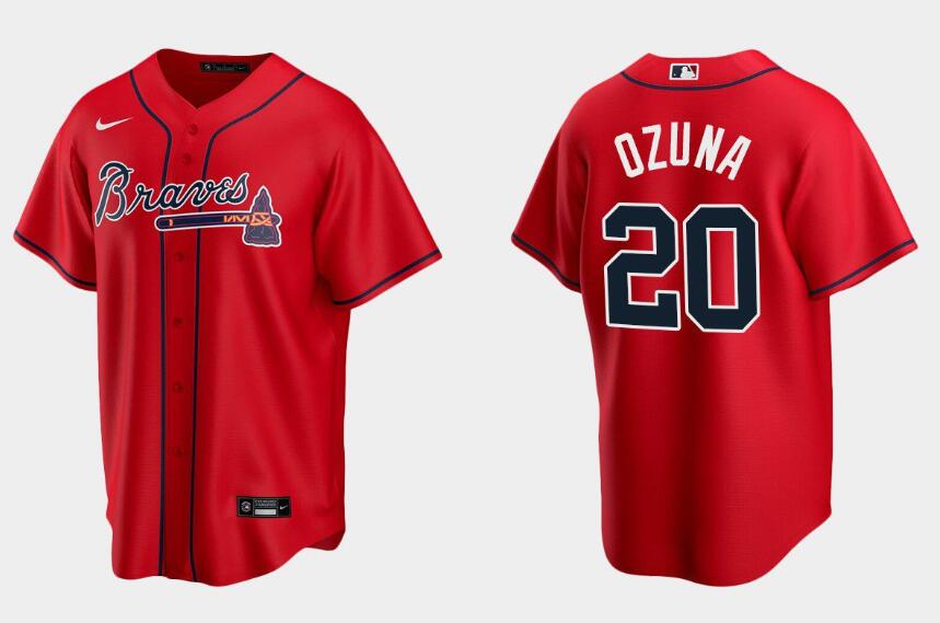 Men's Atlanta Braves #20 Marcell Ozuna Red Cool Base Stitched Jersey Men's Atlanta Braves #20 Marcell Ozuna Red Cool Base Stitched Jersey