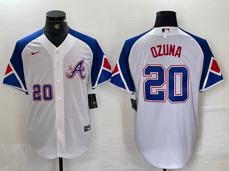 Men's Atlanta Braves #20 Marcell Ozuna White 2024 Home Limited Stitched Baseball Jersey