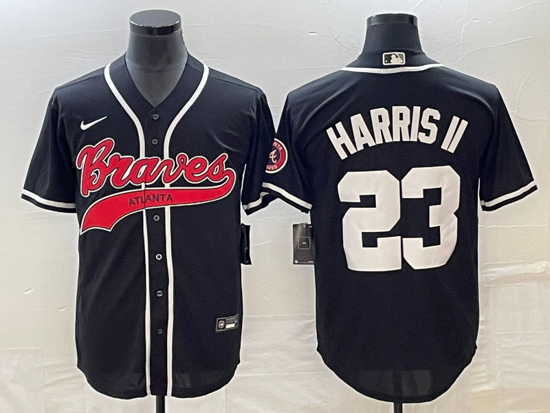 Men's Atlanta Braves #23 Michael Harris II Black Cool Base Stitched Baseball Jersey Men's Atlanta Braves #23 Michael Harris II Black Cool Base Stitched Baseball Jersey