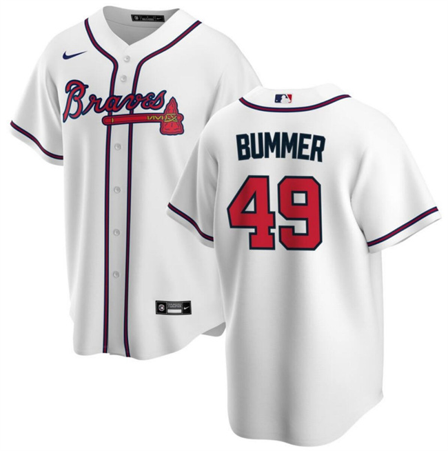 Men's Atlanta Braves #49 Aaron Bummer White Cool Base Stitched Baseball Jersey Men's Atlanta Braves #49 Aaron Bummer White Cool Base Stitched Baseball Jersey