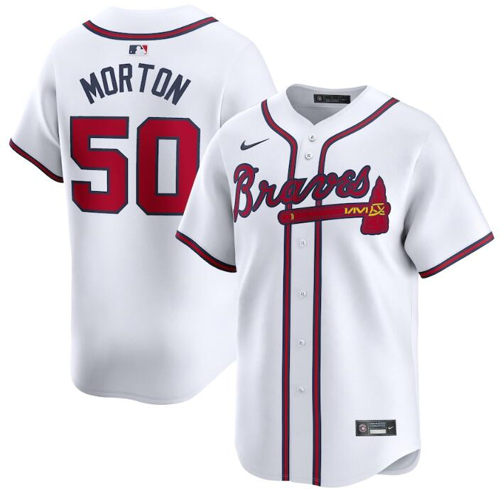Men's Atlanta Braves #50 Charlie Morton White 2024 Home Limited Stitched Baseball Jersey Men's Atlanta Braves #50 Charlie Morton White 2024 Home Limited Stitched Baseball Jersey