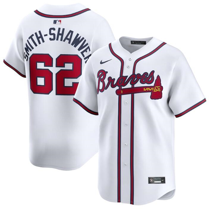 Men's Atlanta Braves #62 AJ Smith-Shawver White 2024 Home Limited Stitched Baseball Jersey Men's Atlanta Braves #62 AJ Smith-Shawver White 2024 Home Limited Stitched Baseball Jersey